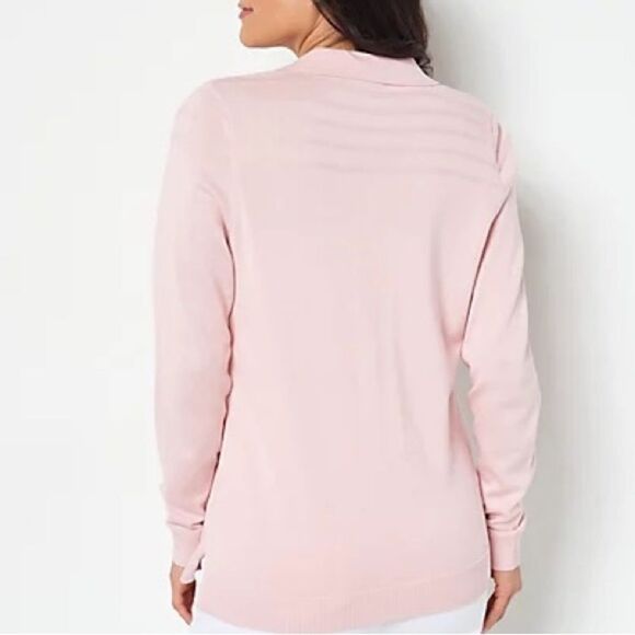 Isaac Mizrahi Live! Zip Front Collared Sweater Cardigan - Picture 3 of 7